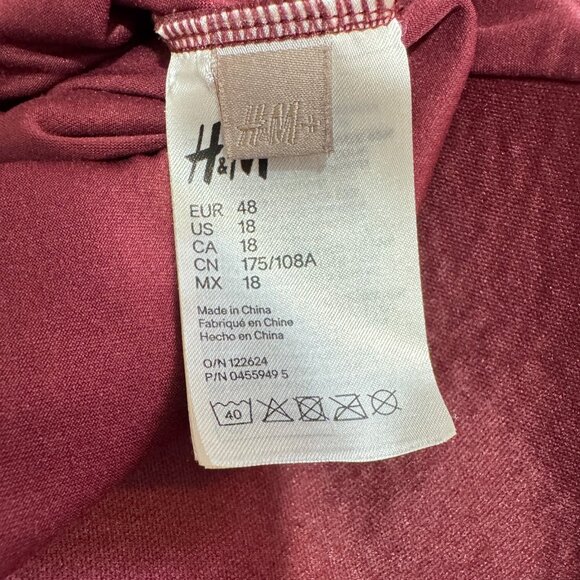 H&M Swimsuit One Piece Plus 18 One Shoulder Maroon Red Scalloped Edge Padded - Picture 8 of 9